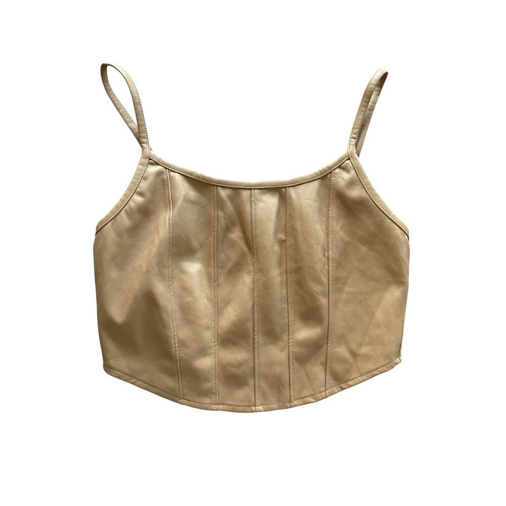 Kirious Los Angeles Women's Tan Faux Leather Corset Renfaire Festival Size L